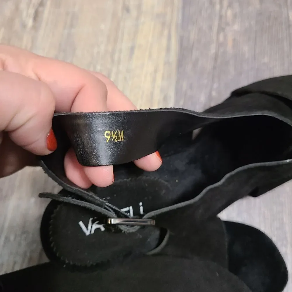 Vaneli Black Suede Thick Strappy Heeled Sandals - Picture 8 of 10